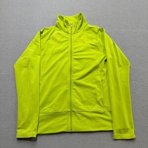 Adidas Track Jacket Women's Large Neon Green Mockneck Athletic Running Training
